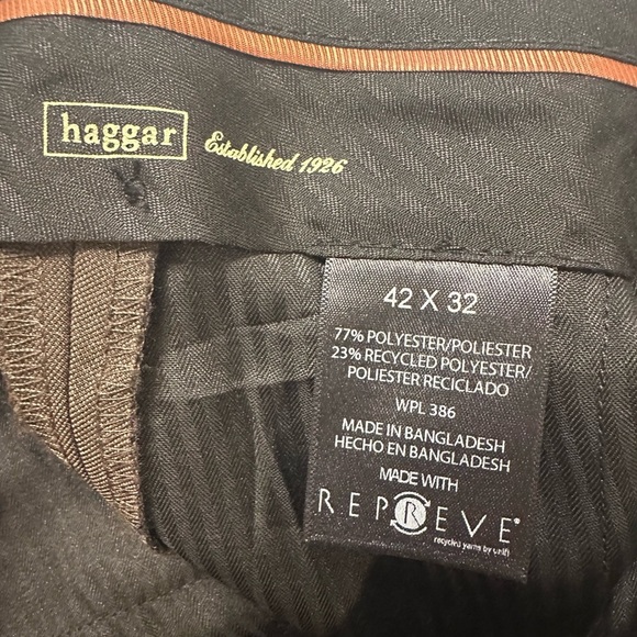 Haggar E-Clo Smart Fiber Dress Pants 42x32 Brown Classic Fit No Iron - Picture 9 of 9